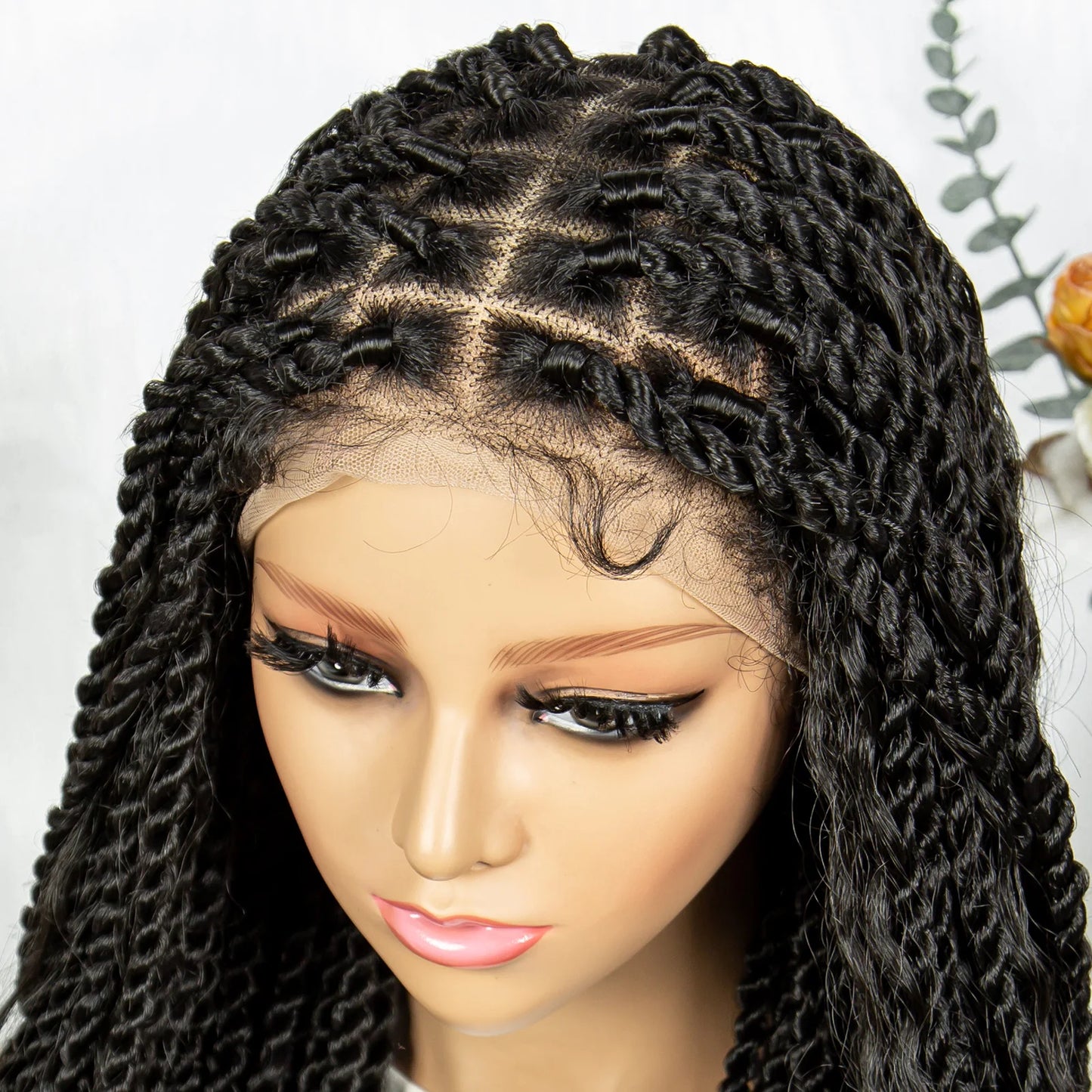 Braided Wigs Knotless Synthetic Box Braided Wigs Full Lace Curly Dreadlocks Wigs Long Length Hair Wig for Black Women