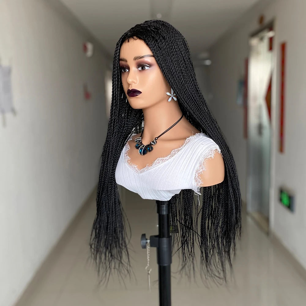 30" Long 2 Twist Box Braids Wig | Micro Braids | Fake Scalp | Synthetic | With Baby Hair | For Black Women