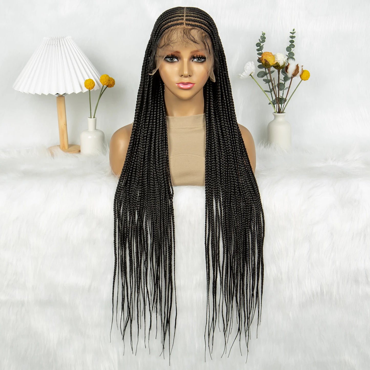 KIMA 36" Tribal Cornrow Braids Wig | Transparent Full Lace | Box Braids | Baby Hair Luxegan