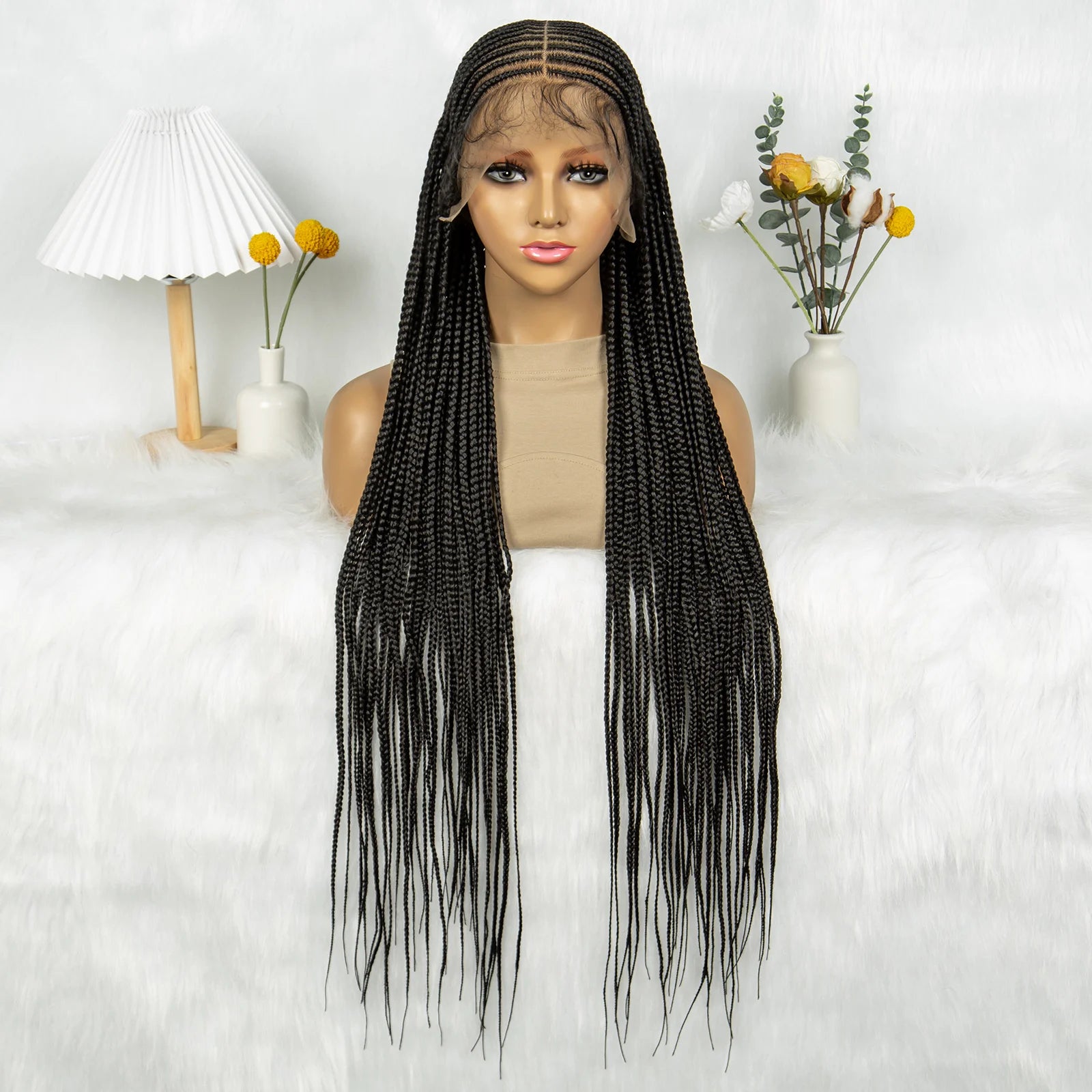 KIMA 36" Tribal Cornrow Braids Wig | Transparent Full Lace | Box Braids | Baby Hair Luxegan