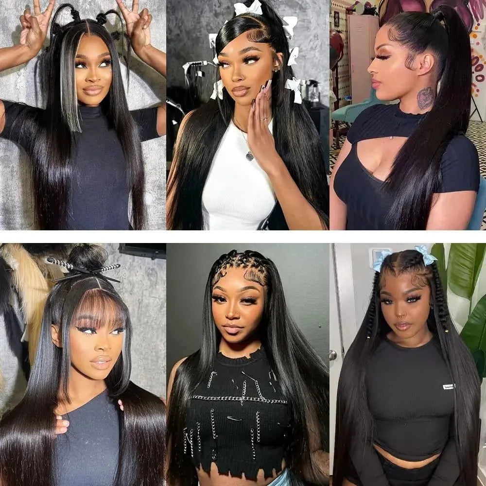 High Density Bone Straight Human Hair Wigs | 13x6 HD Lace Frontal Wig (30-40 Inch Transparent Lace Front Wigs for Women - On Sale) Luxegan