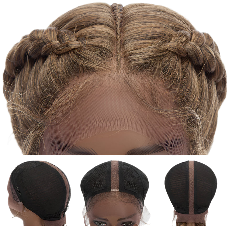 26" Dutch Braids Lace Front Wig | My-Lady Cornrow Afro Wig | Synthetic African Braided Wig | Wavy Texture