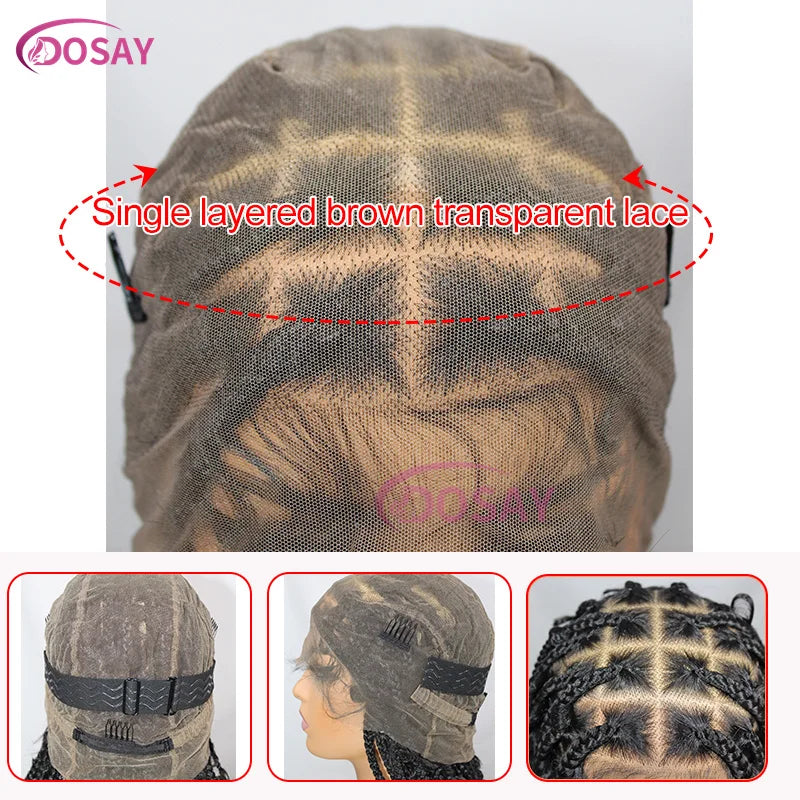 36" Butterfly Braided Full Lace Wig | Honey Blonde & Burgundy Goddess Locs | Synthetic Box Braids | Transparent Lace Luxegan
