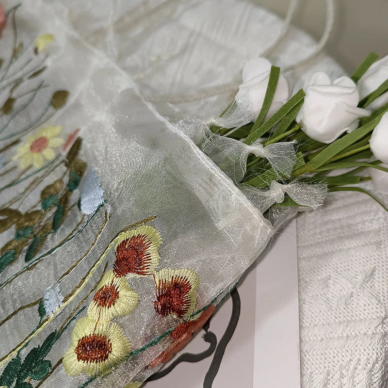 Hot Selling European And American Fashion Bag | New Mesh Full Hand Embroidered Flower Shoulder Bag & Lace Tote Luxegan