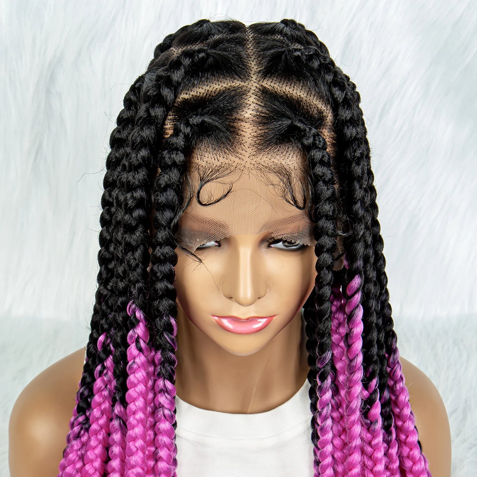 KIMA 36" Colorful Knotless Box Braids Wig | Lace Front & Baby Hair Luxegan