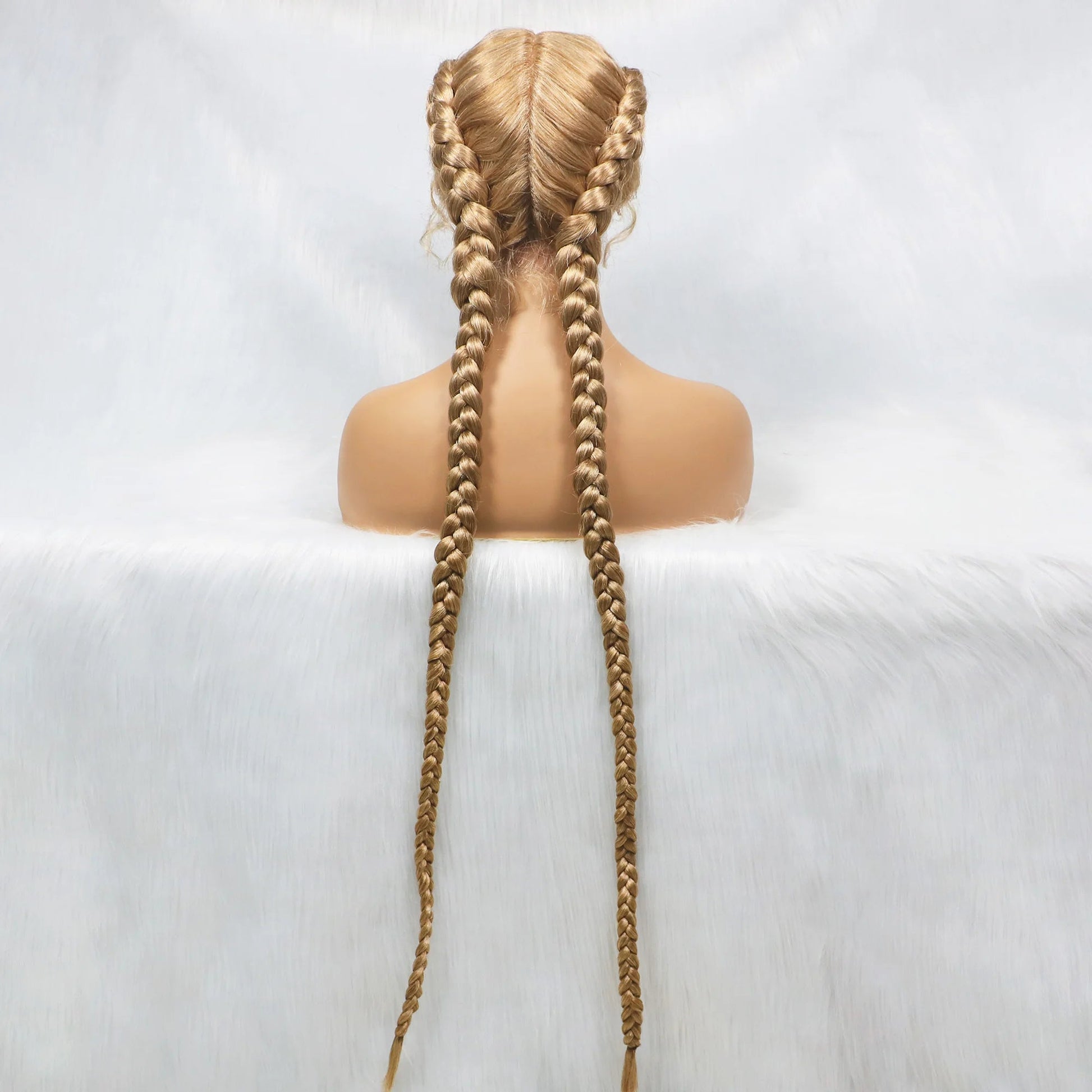 Handmade Double Dutch Cornrow Braided Wig | Natural Black Lace Front | Baby Hair | Kanekalon Synthetic Wig for Women Luxegan
