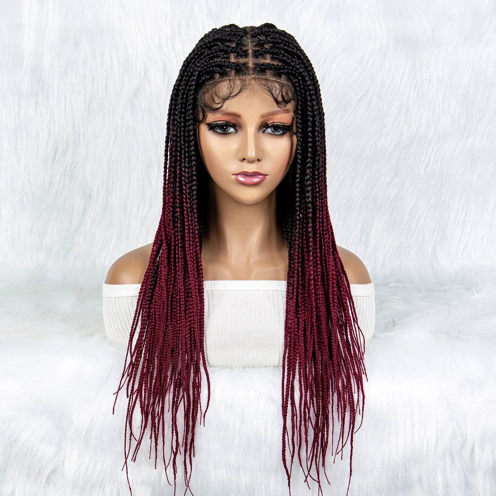 Colorful Knotless Box Braids Wig | Full Lace Front with Baby Hair Luxegan