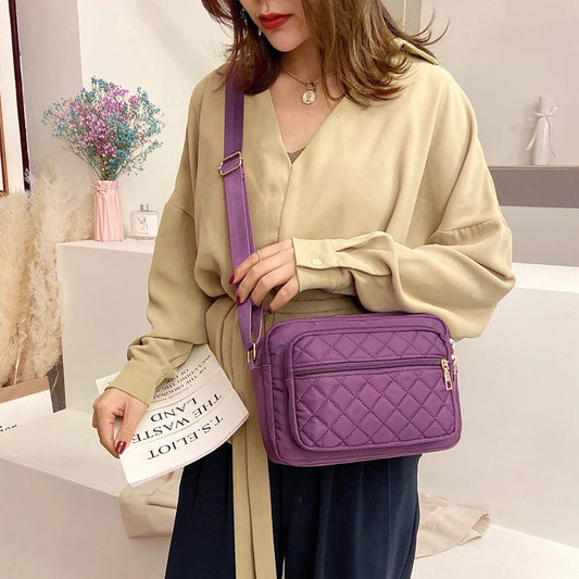 Multiple Compartment Crossbody Bags Women Messenger Bag | Casual Lady Bag Waterproof Nylon Single Shoulder Strap Pack Luxegan