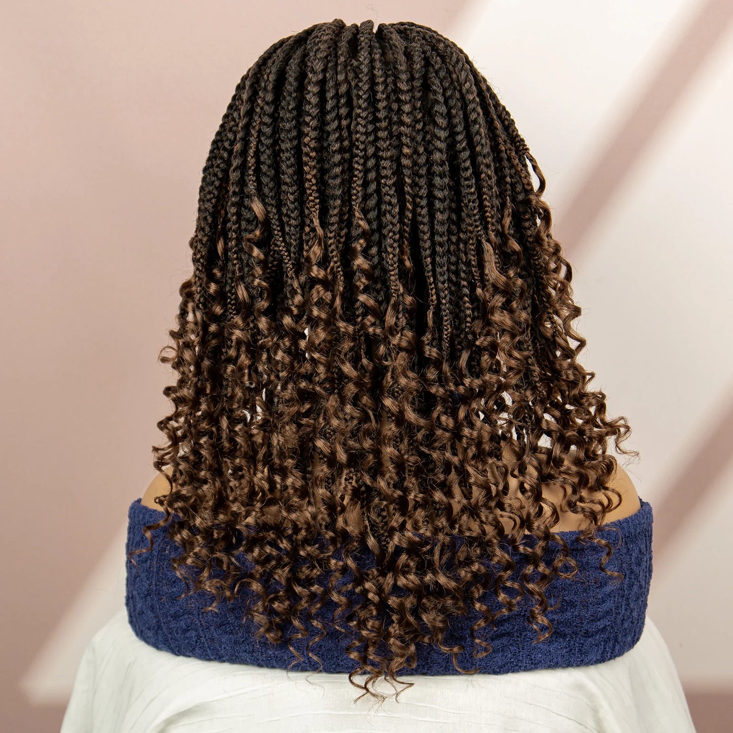 Short Bob Boho Knotless Box Braids Wig | 360 Double Full Lace | Curly Ends Luxegan