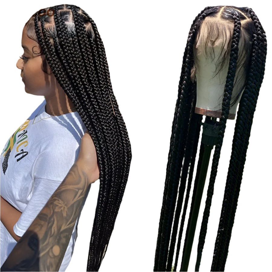 36" Jumbo Knotless Cornrow Braids Wig | Incoo HD Full Lace Braided Wig | Transparent Lace | Black Women
