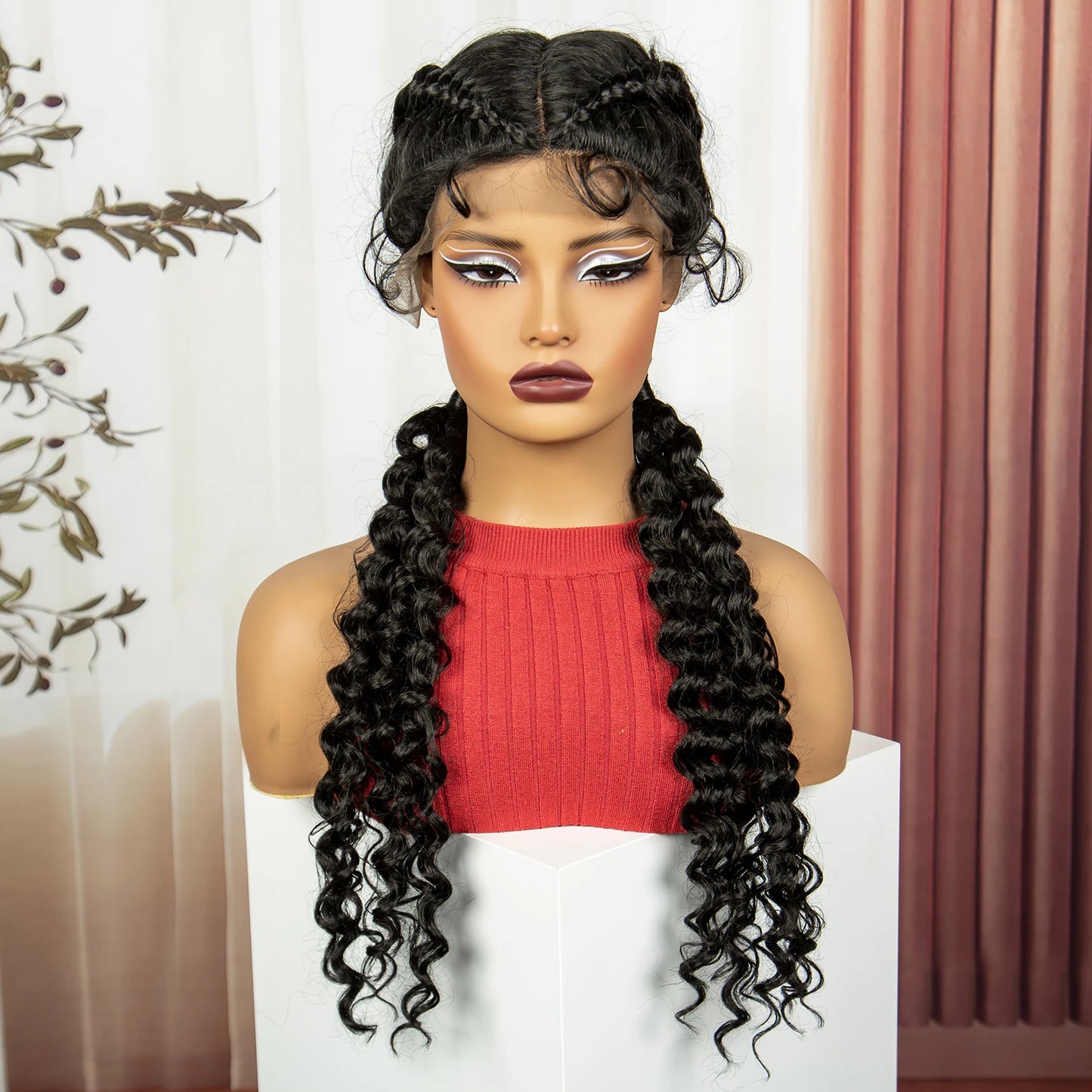Curly Cornrow Twist Braids Wig | 13x1 T Part Lace | Water Wave | Black Women Luxegan