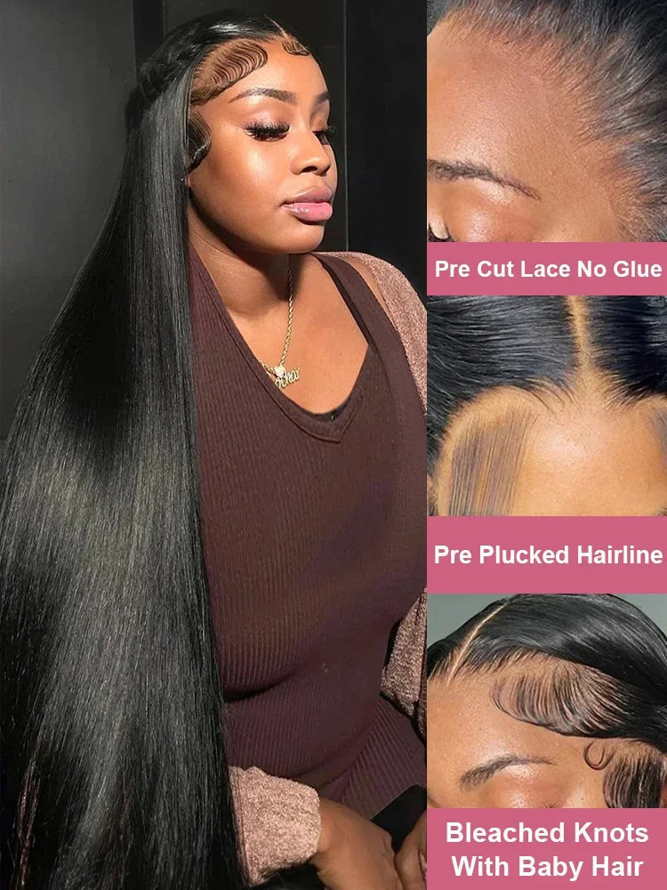 46-50 Inch 13x6/13x4 HD Transparent Lace Frontal Wig - 200% Density Bone Straight Brazilian Remy Hair Luxegan