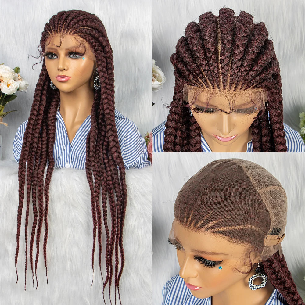 36" Box Braids Full Lace Wig | Baby Hair | Heat Resistant Synthetic Braids | Black Women Luxegan