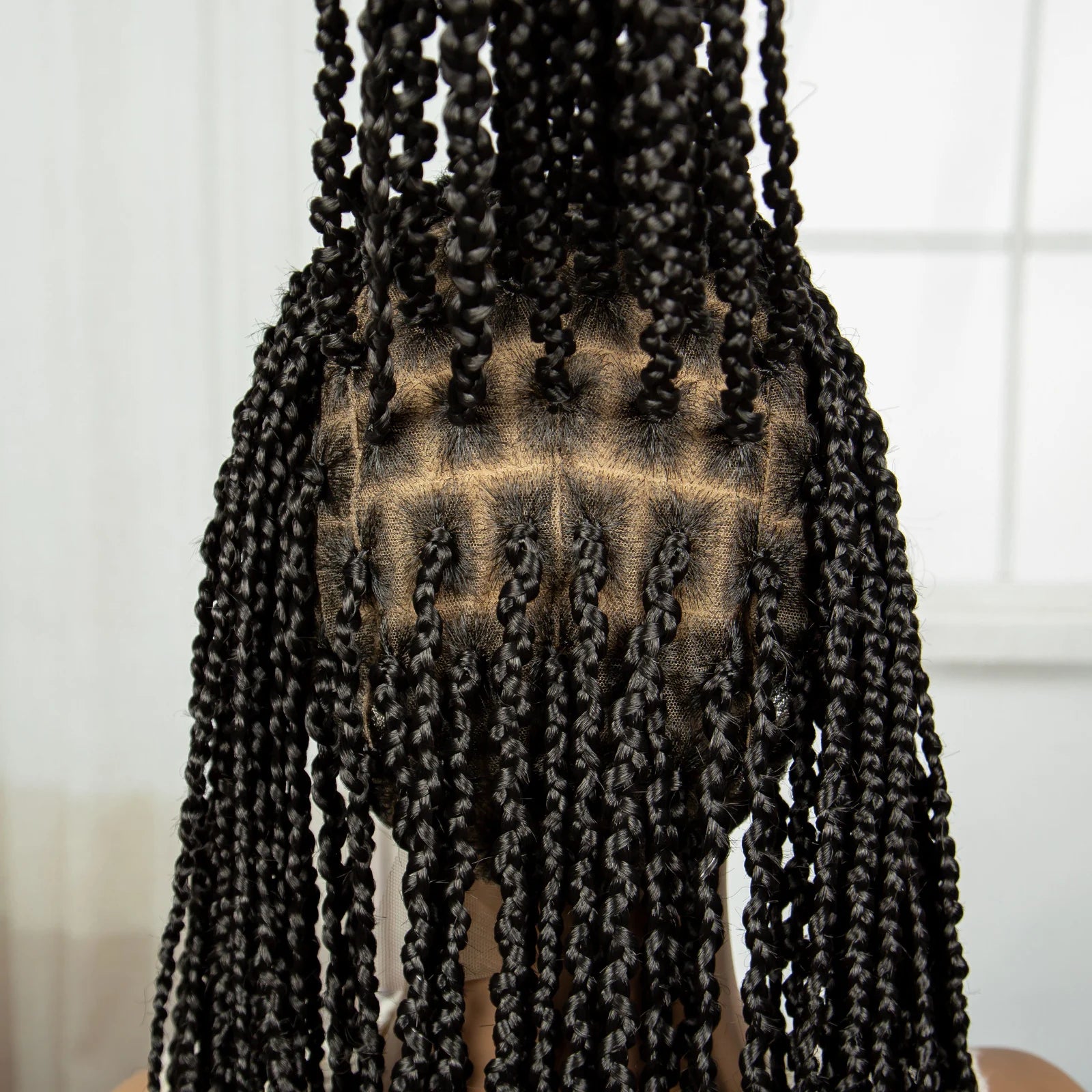 36" Cornrow Knotless Box Braids Wig | Full Lace Frontal | Baby Hair Luxegan