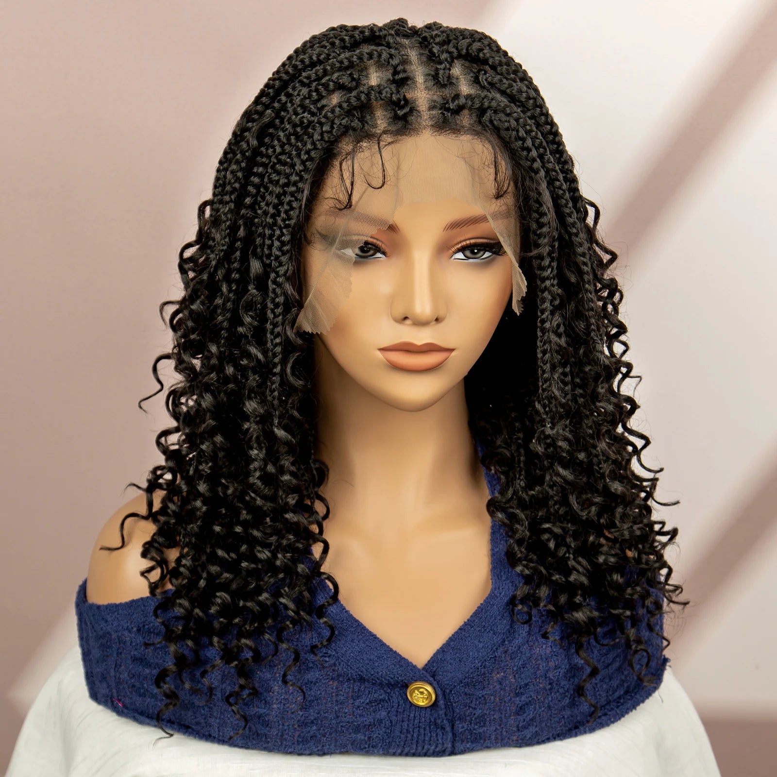 Burgundy Knotless Box Braids Wig with Curly Ends | Full Lace Luxegan