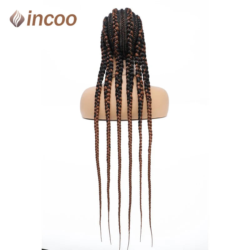 36" Jumbo Dutch Twins Cornrows Wig | Full Lace Front | Synthetic Braids | Black Women Luxegan