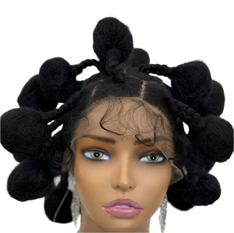 Bun Braided Wig | Full Lace | Baby Hair | Kanekalon Hair | African Braids | Black Women