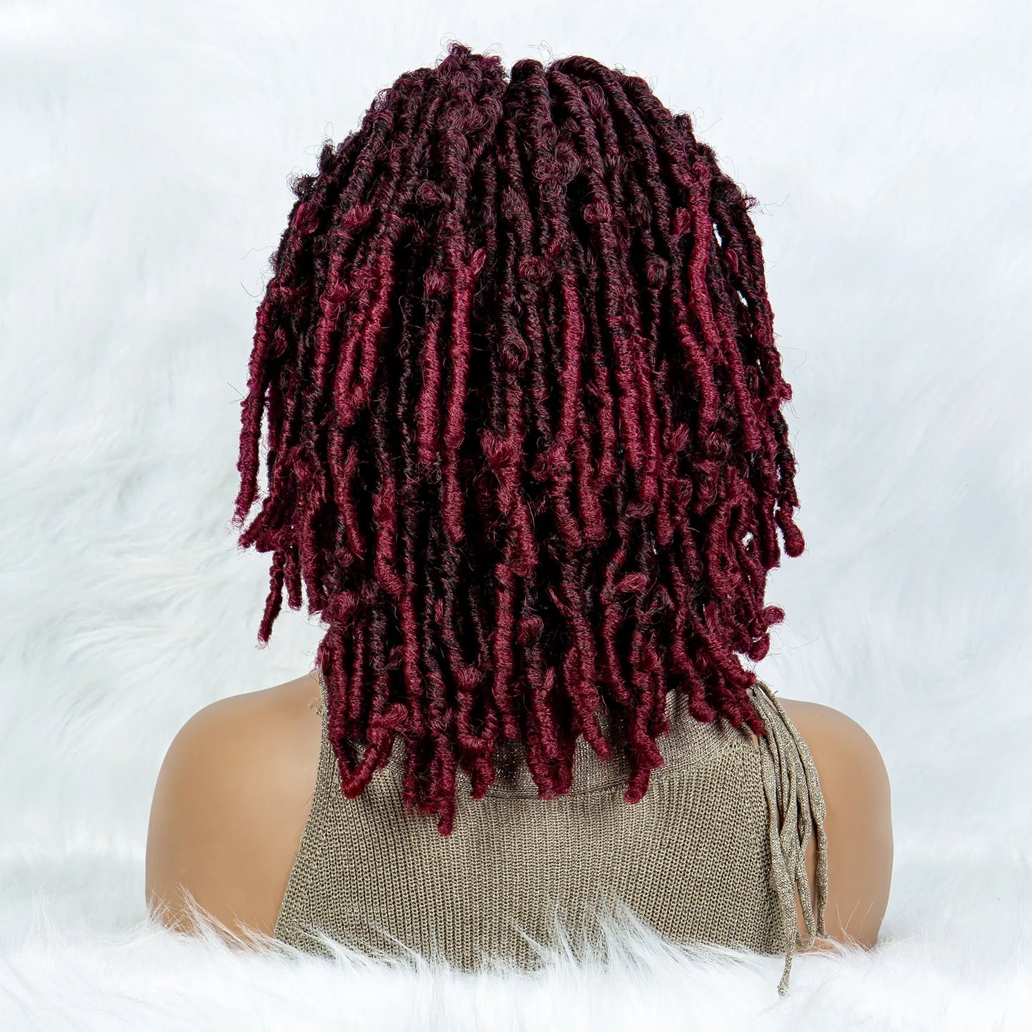 16" Short Knotless Butterfly Locs Wig | Synthetic Lace Front Luxegan