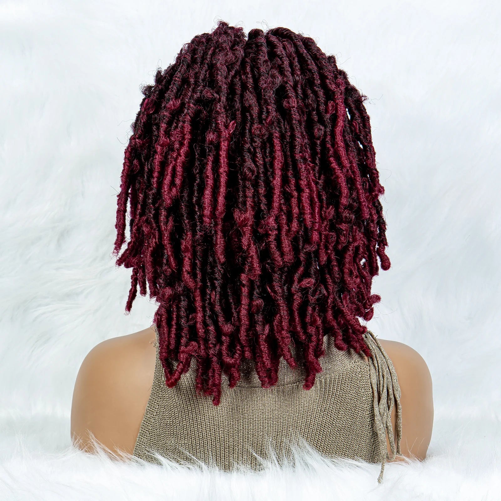 16" Short Knotless Butterfly Locs Wig | Synthetic Lace Front Luxegan