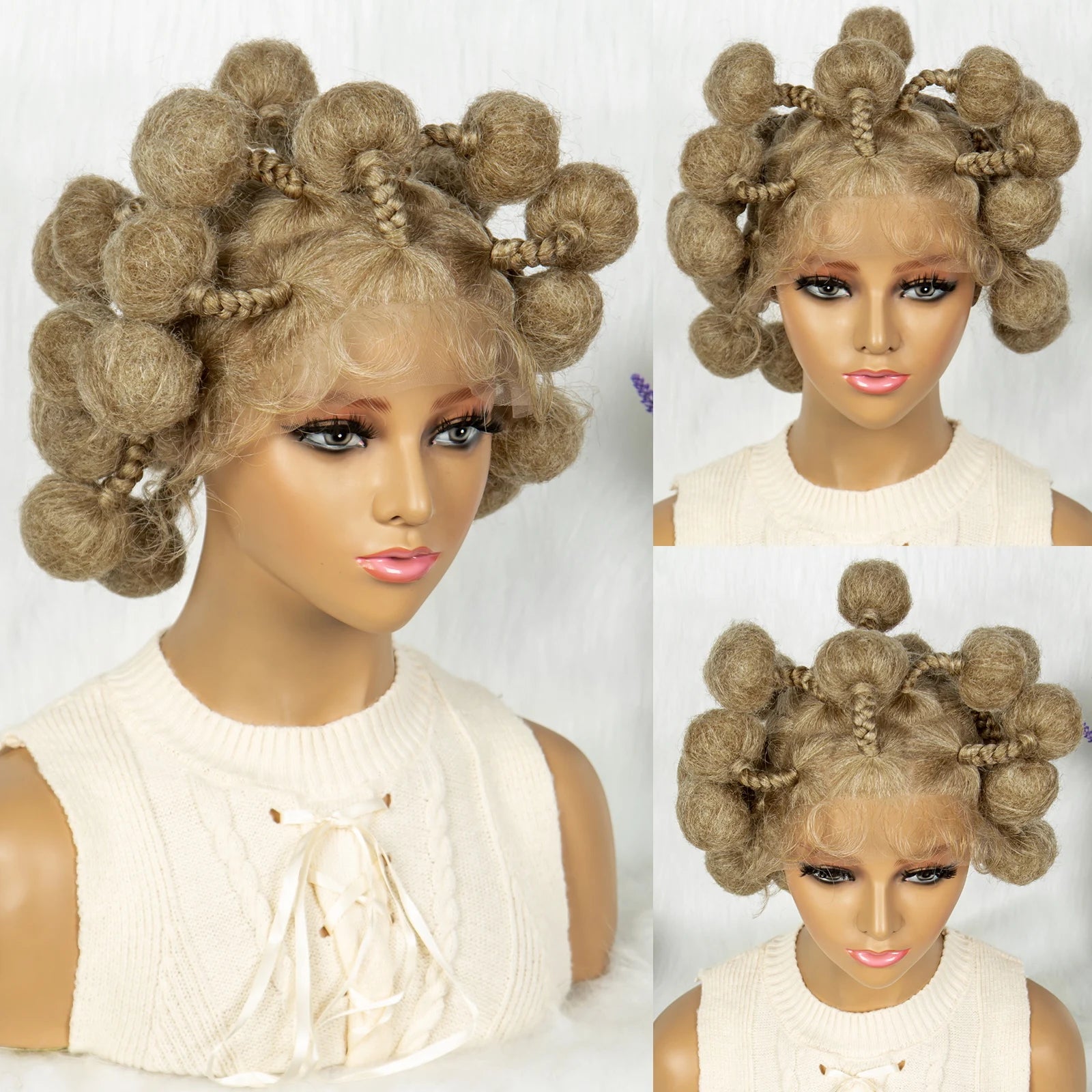 KIMA Bantu Knotless Braids Bun Wig | Full Lace with Baby Hair Luxegan