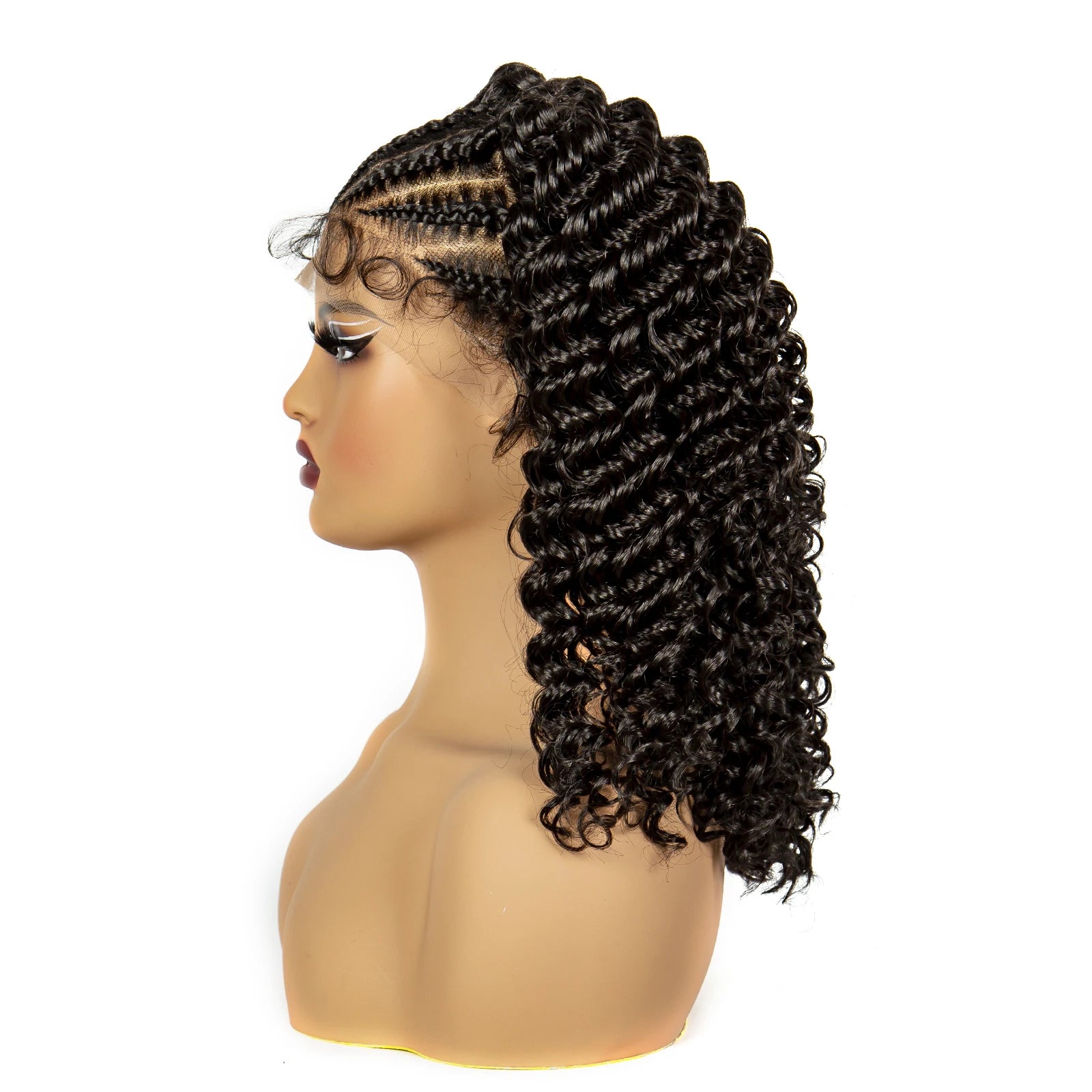 16" Curly Synthetic Lace Front Braided Wig | 13x4 Transparent Short Braids with Baby Hair Luxegan