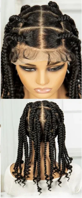 HD Full Lace Knotless Box Braids Wig with Curly Ends | Baby Hair Luxegan