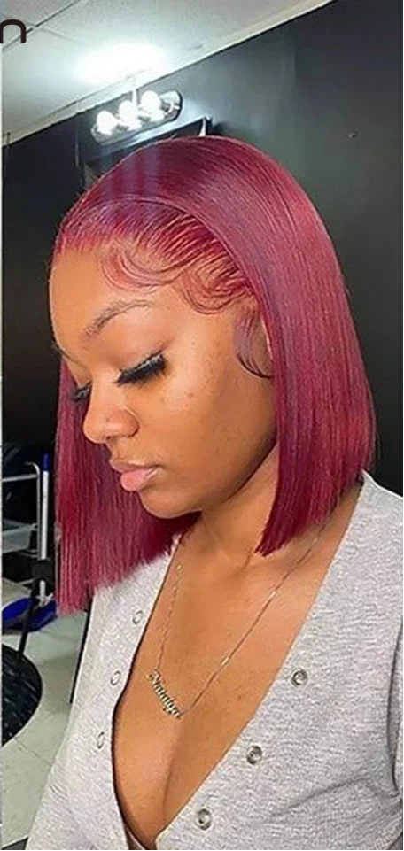 Rebecca #33 Reddish Brown Bob Wig | 13x6x1 T-Part Peruvian Remy Human Hair Luxegan