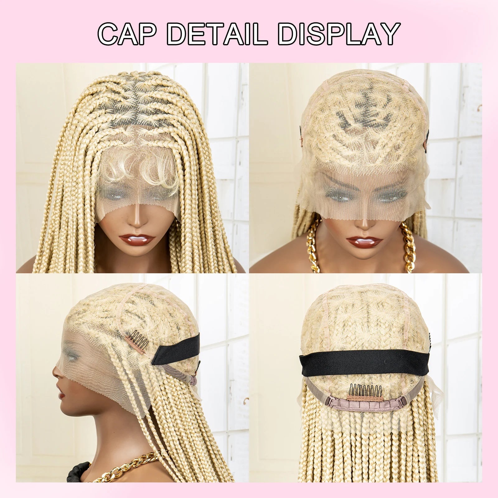 36" 613 Full Lace Knotless Box Braided Wig | Transparent HD Lace | Baby Hair | Synthetic Wig for Black Women Luxegan