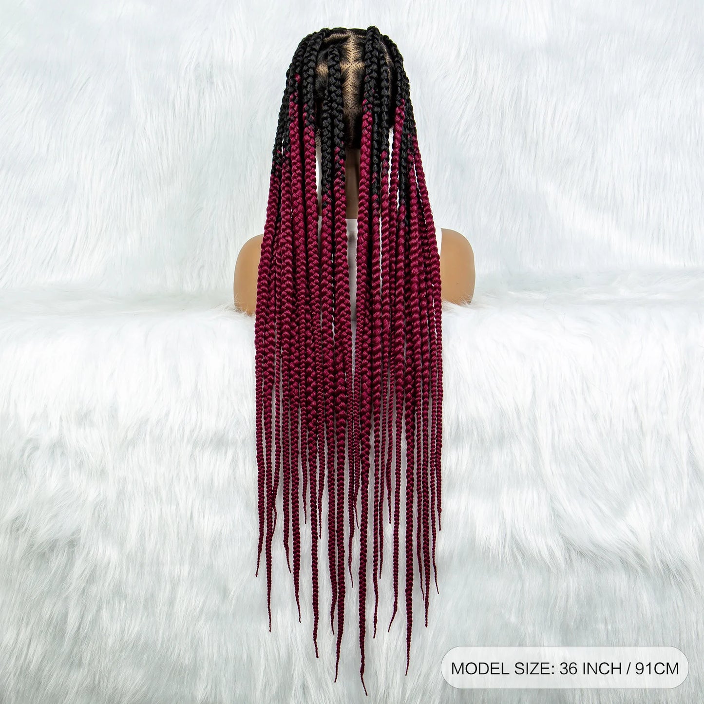 KIMA 36" Colorful Knotless Box Braids Wig | Lace Front & Baby Hair Luxegan