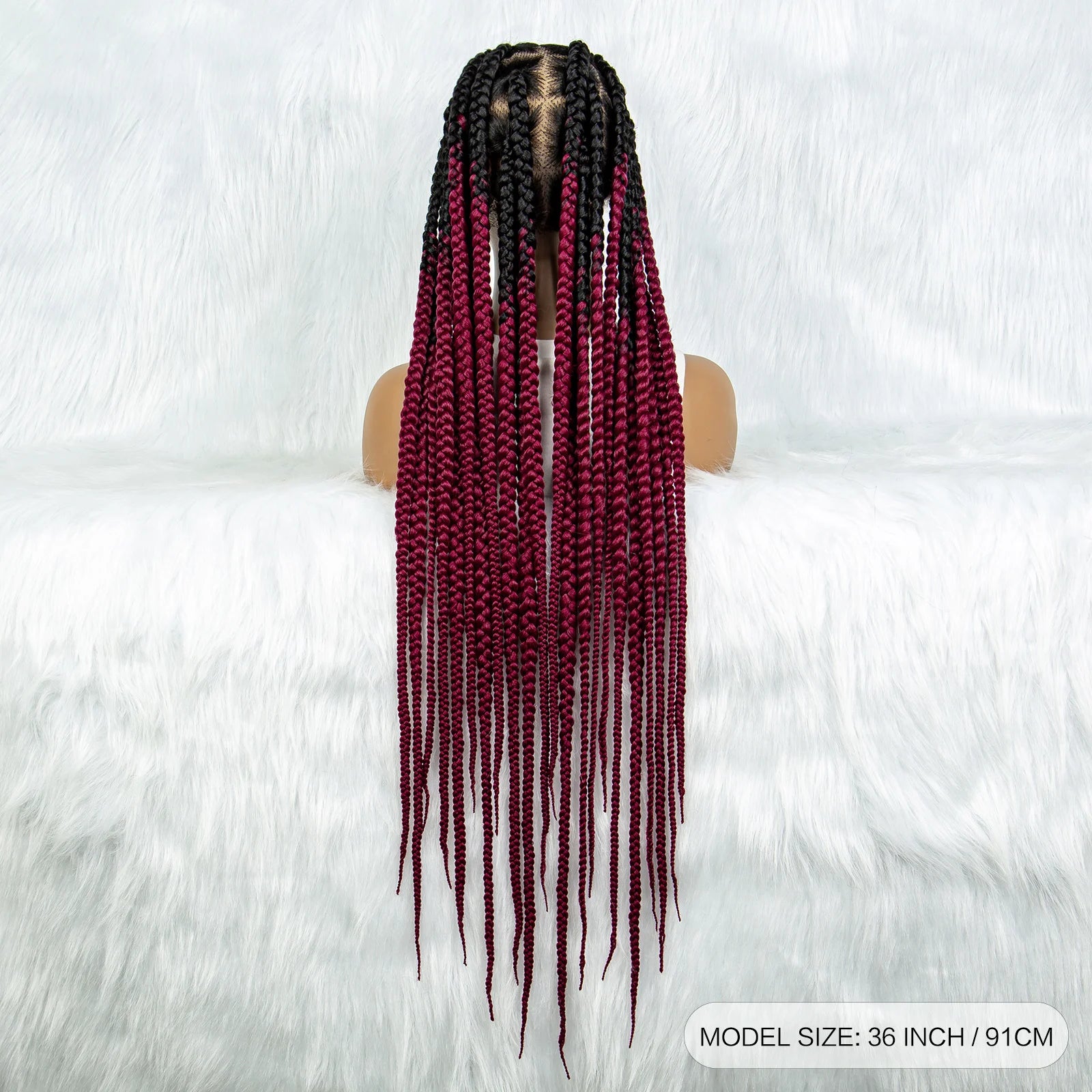 KIMA 36" Colorful Knotless Box Braids Wig | Lace Front & Baby Hair Luxegan