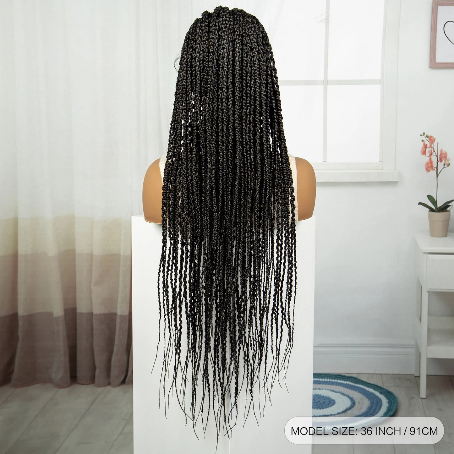 36" Cornrow Knotless Box Braids Wig | Full Lace Frontal | Baby Hair Luxegan