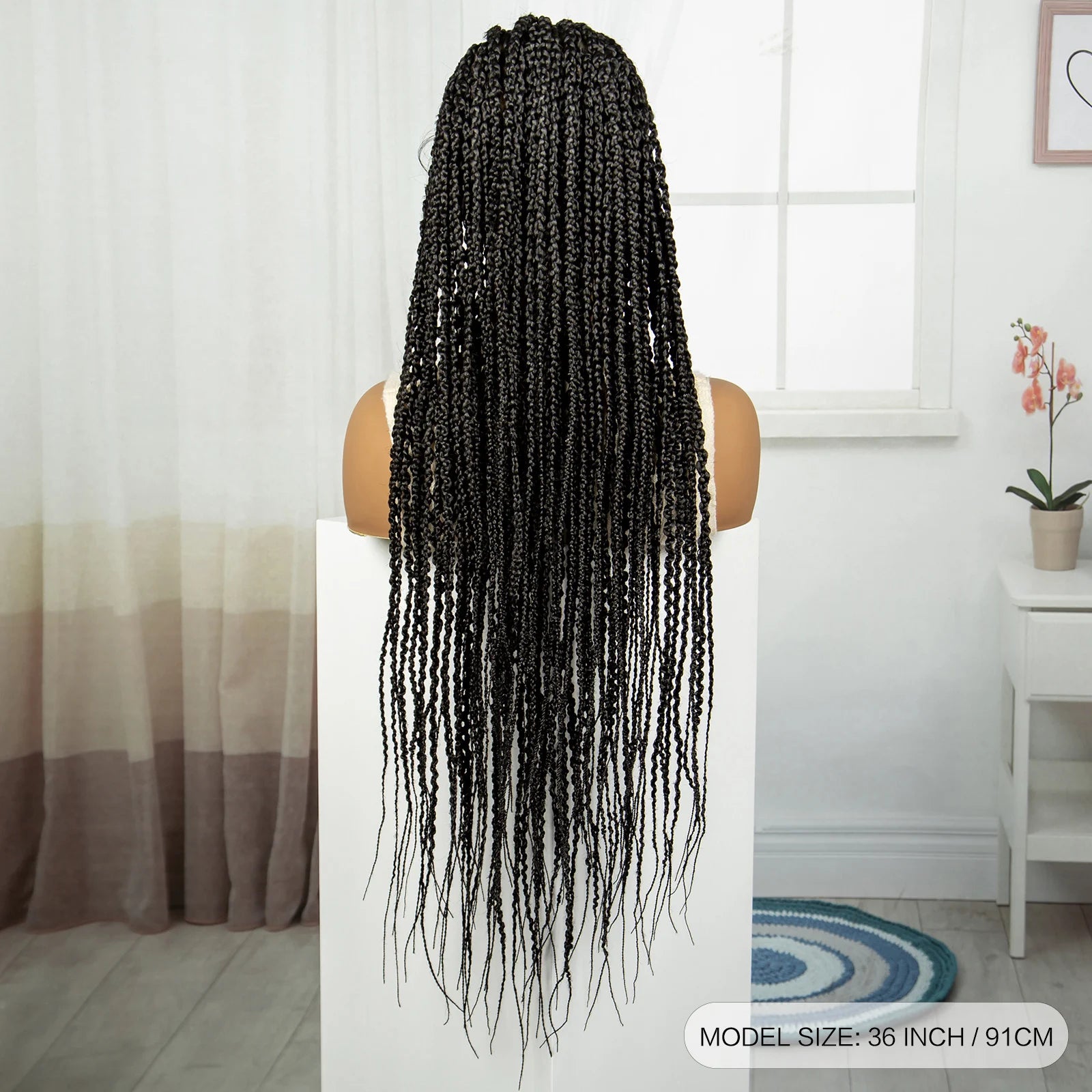 36" Cornrow Knotless Box Braids Wig | Full Lace Frontal | Baby Hair Luxegan
