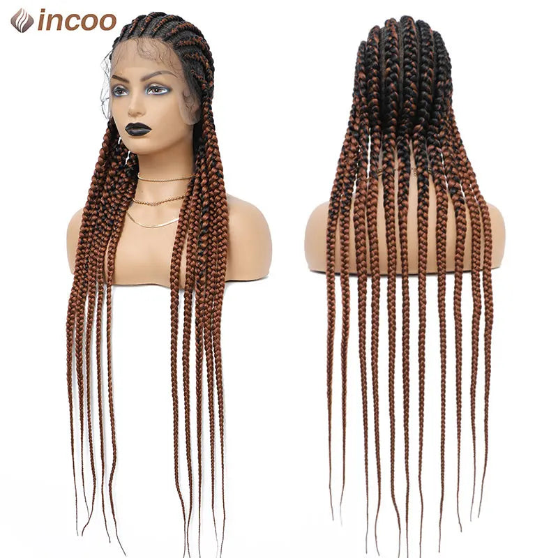 36" Twist Braids Lace Front Wig | Cornrow & Dutch Braids | Baby Hair | Synthetic Full Lace Wig Luxegan