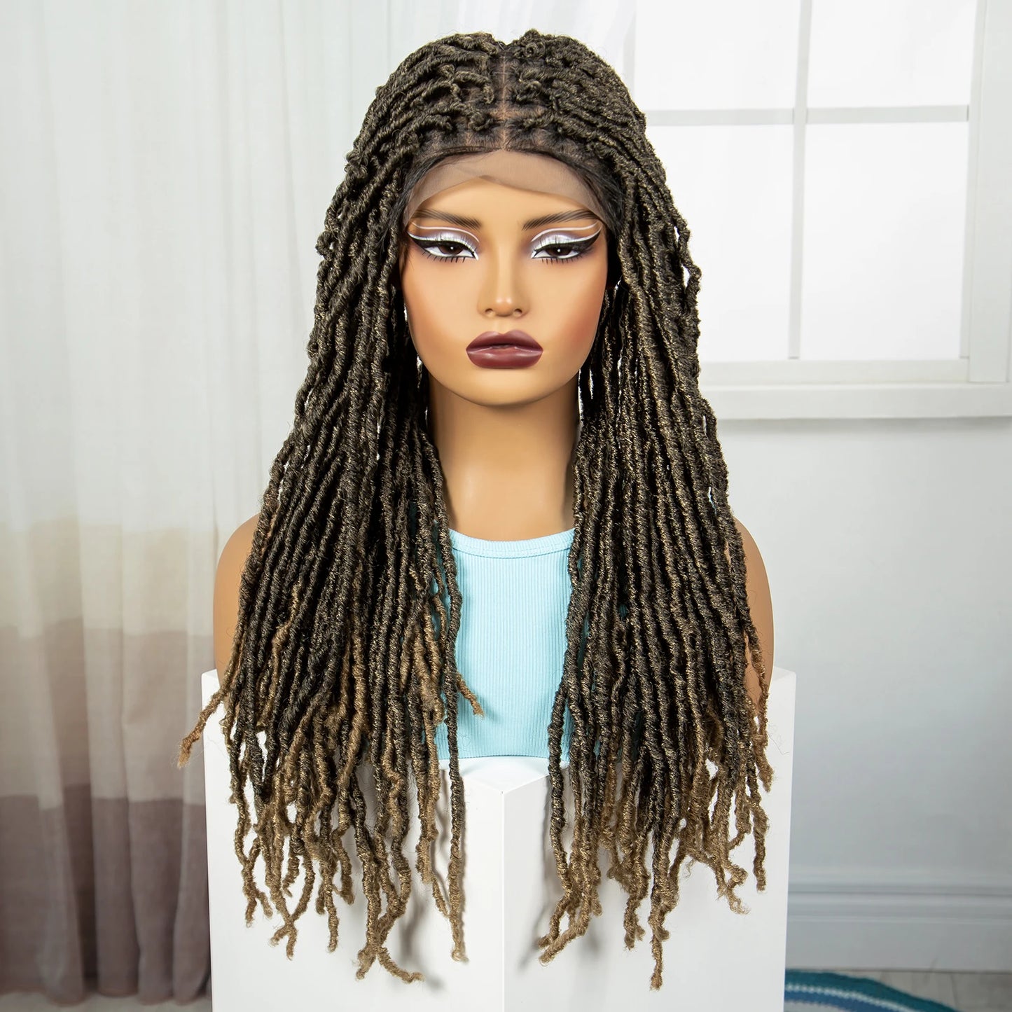 24" Knotless Box Locs Braided Wig | Full Lace Frontal Dreadlock Style Luxegan