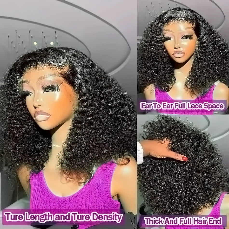 250% Density Brazilian Deep Curly Short Bob Wig | 13x4 HD Transparent Lace Front & 4x4 Deep Wave Closure Human Hair Wigs for Women Luxegan
