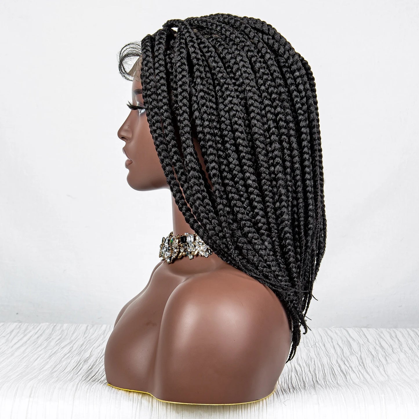 14" Short Bob Knotless Box Braids Wig | Transparent Full Lace Front Luxegan