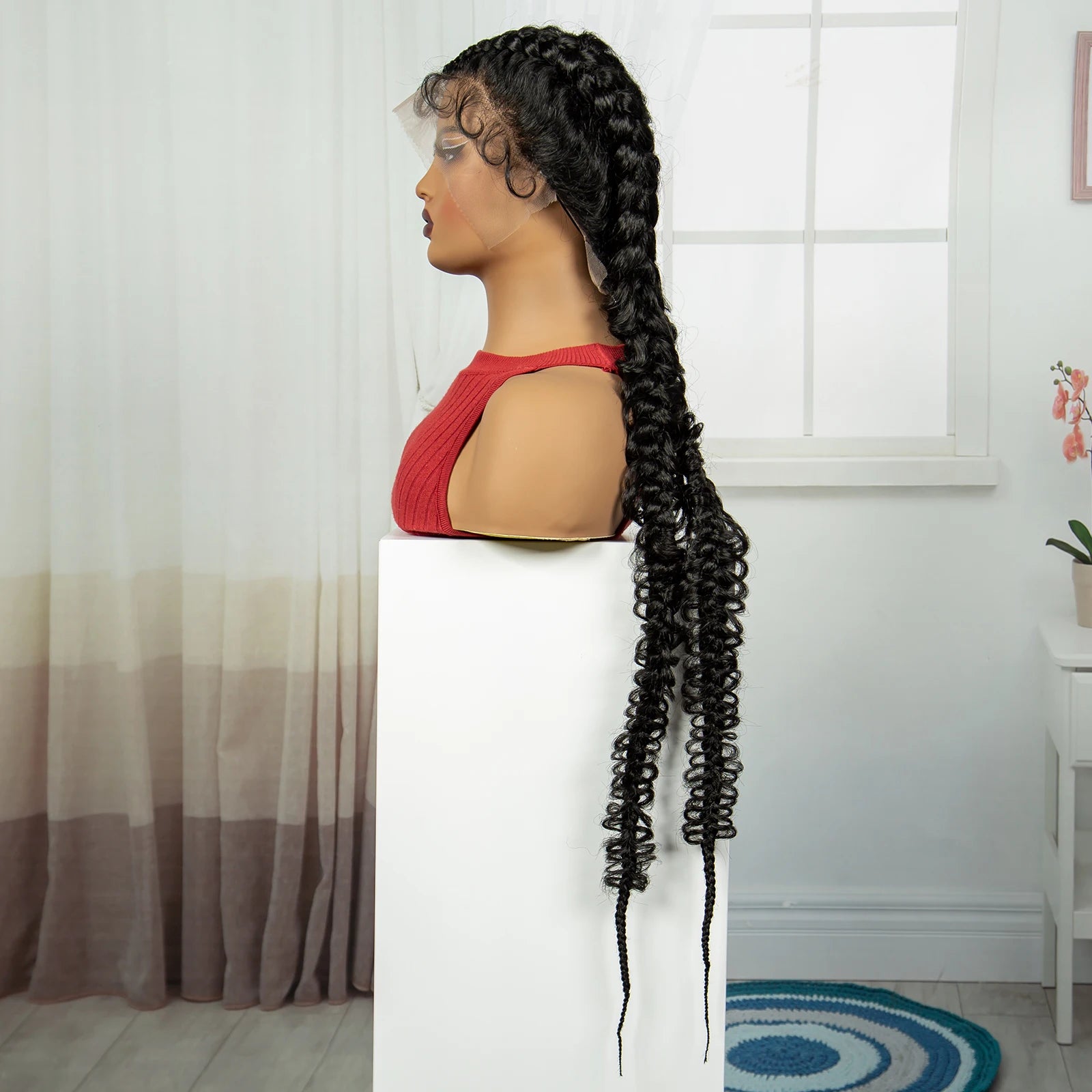 38" Knotless Twist Cornrow Braids Wig | Full Lace | Baby Hair Luxegan