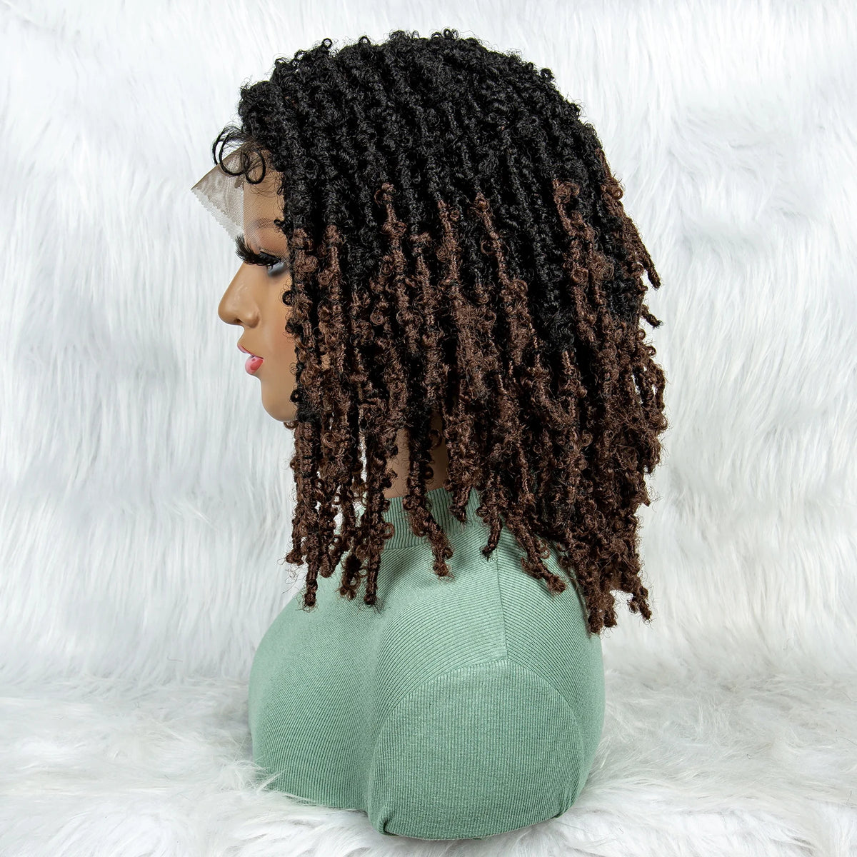 KIMA Pelucas trenzadas sintéticas de 14 pulgadas Peluca frontal de encaje Pelucas trenzadas 9x6 Trenzas de caja sin nudos con pelo de bebé para mujeres negras