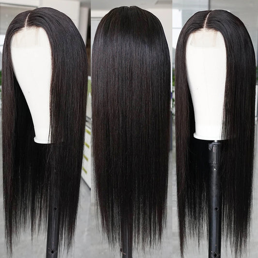 2x6 Kim K Deep Middle Part Straight Wig | Glueless Transparent Lace Closure 100% Human Hair Luxegan