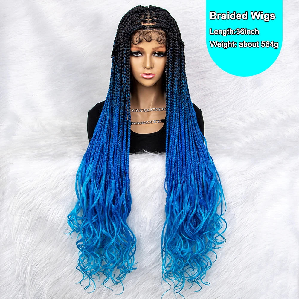 Lightweight Curly End Box Braids Wig | Lace Front Cornrows Luxegan