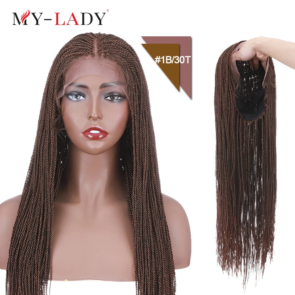 30" Box Braids Lace Front Wig | Baby Hair | Afro Synthetic Braids | Black Women Luxegan