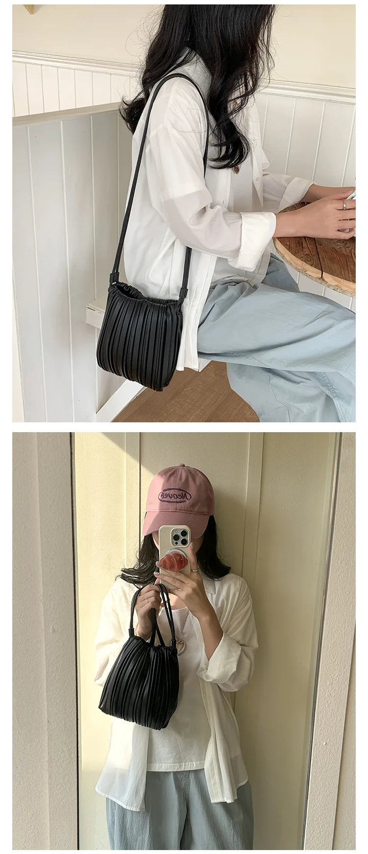 Luxury Women's Crossbody Bag | Pleated Mini Bag & Candy Color Handbag Luxegan