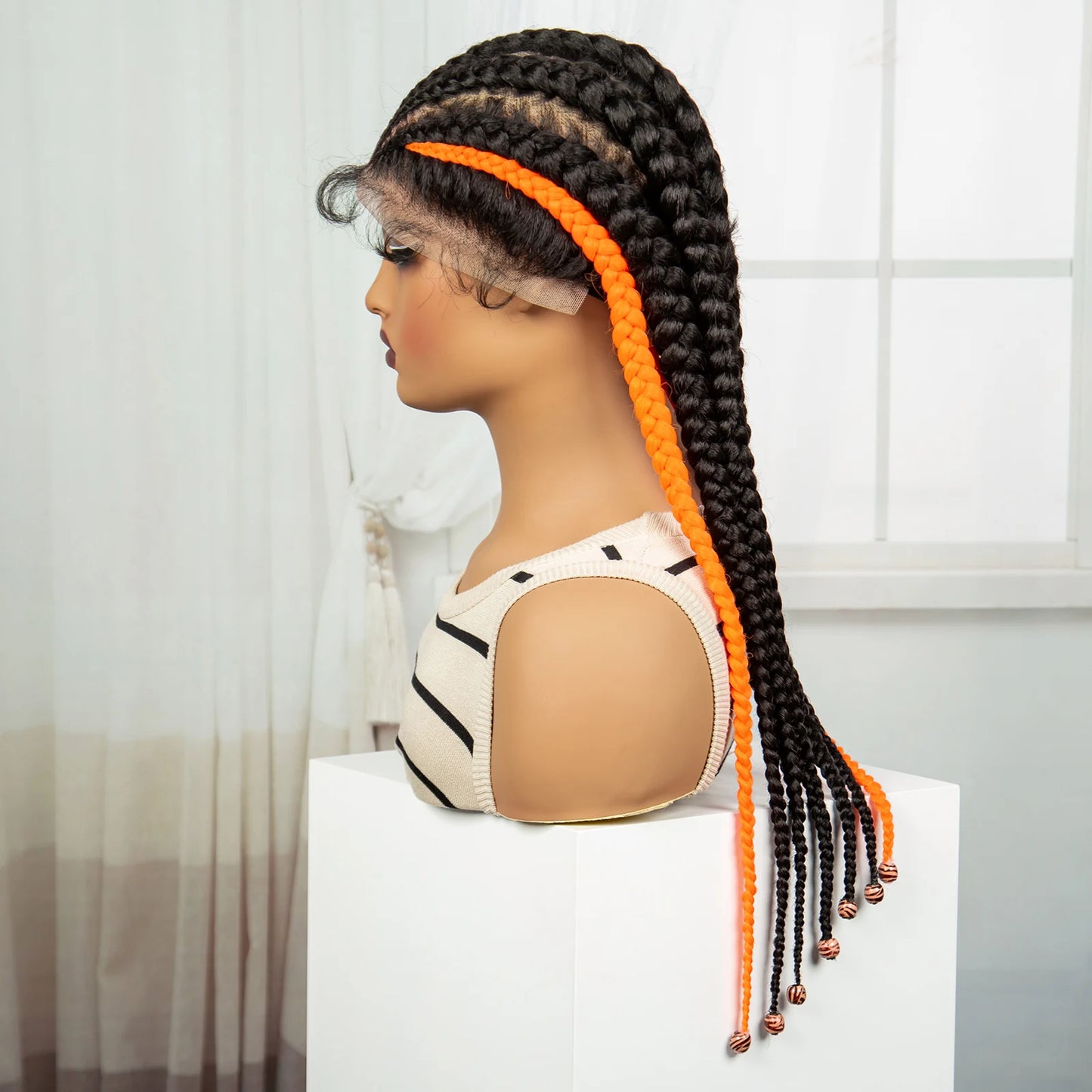 Natural Afro Kinky Curly Cornrow Braids Wig | Full Lace | Baby Hair Luxegan