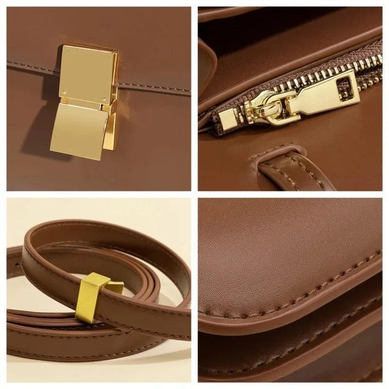 Luxury Leather Satchel | Soft Crossbody with Metal Buckle Luxegan