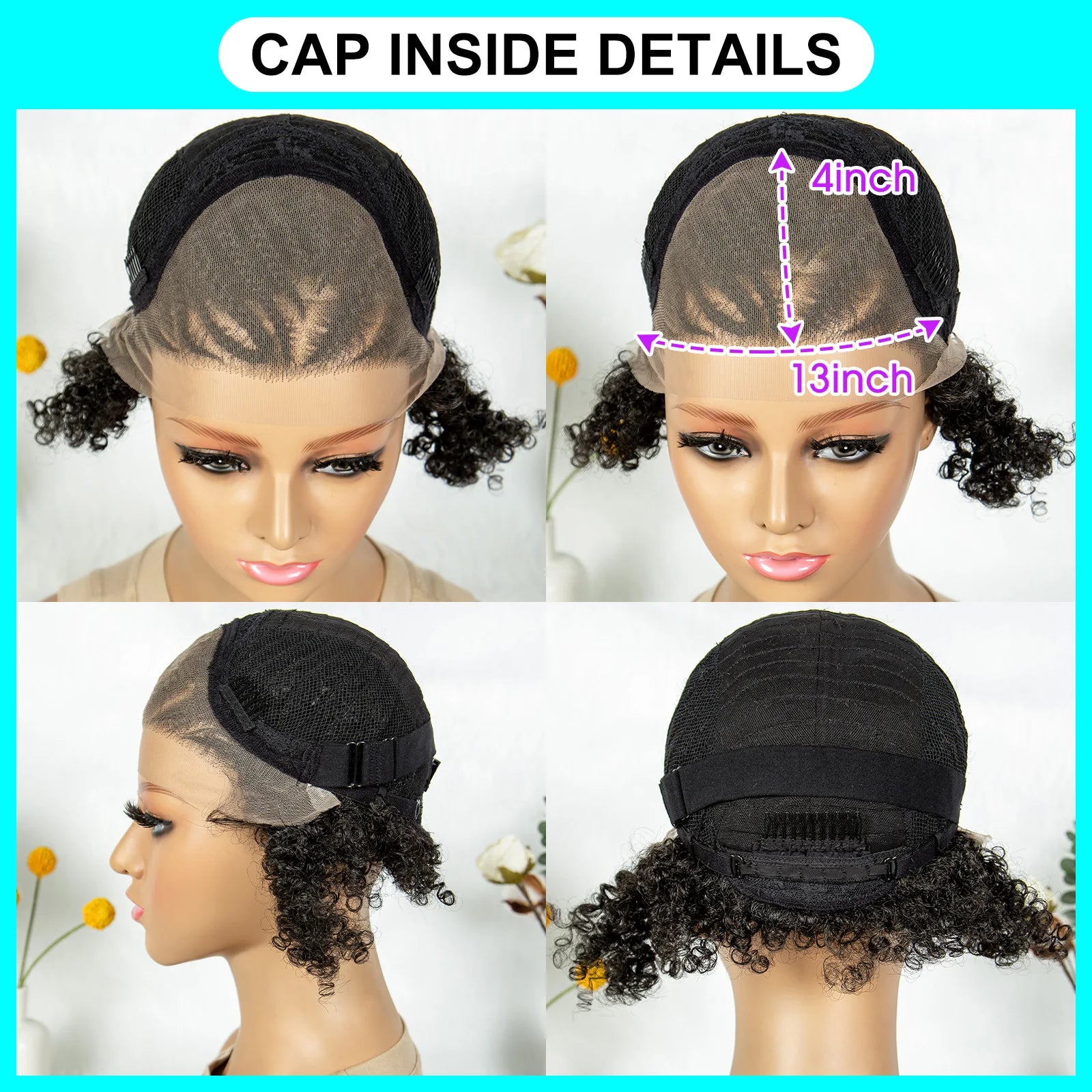 8" Afro Kinky Curly Bob Braided Wig | 13x4 Lace Frontal | Half Cornrows | Synthetic Braids for Black Women Luxegan