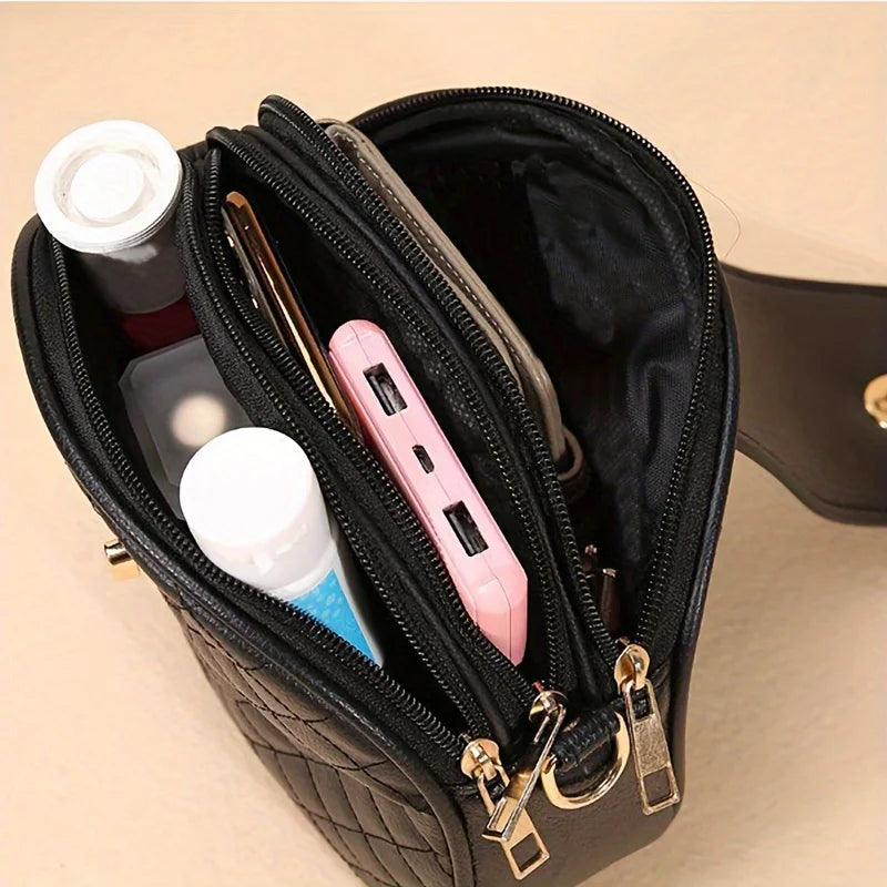 Small Quilted Crossbody Bag | Stylish PU Leather Shoulder Purse with Vintage Round Shape Luxegan