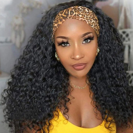 250% Density Mongolian Jerry Curly Headband Wig | Glueless Kinky Curly Remy Human Hair (Full Machine Made) Luxegan