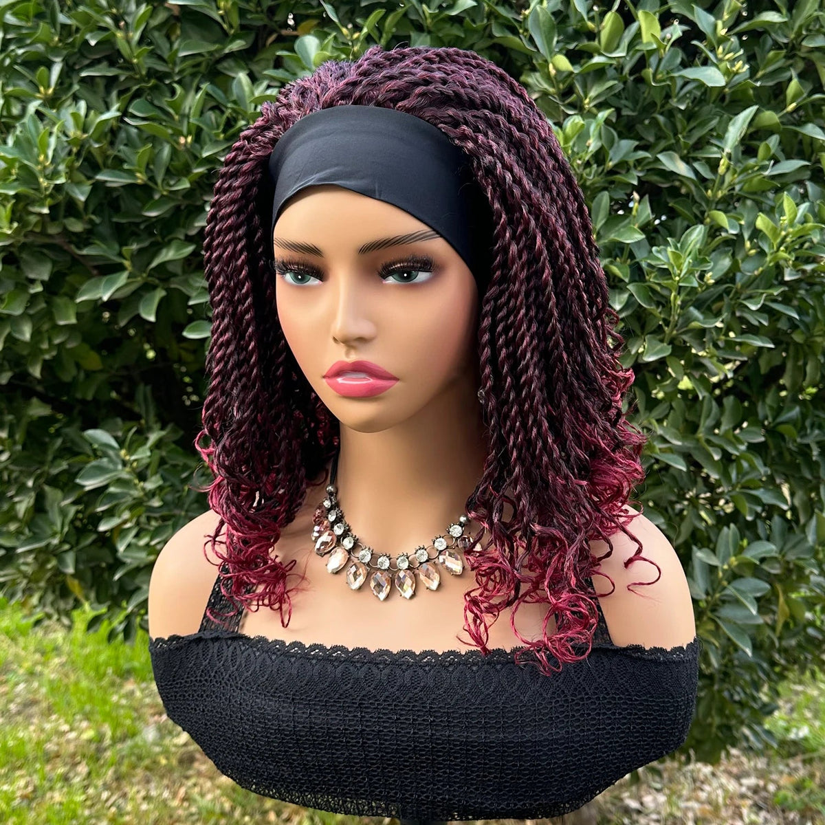 Short Braided Headband Wigs For Black Women Box Braided Headband Bob Wig African Synthetic Braiding Hair Headband Bob Wig Luxegan