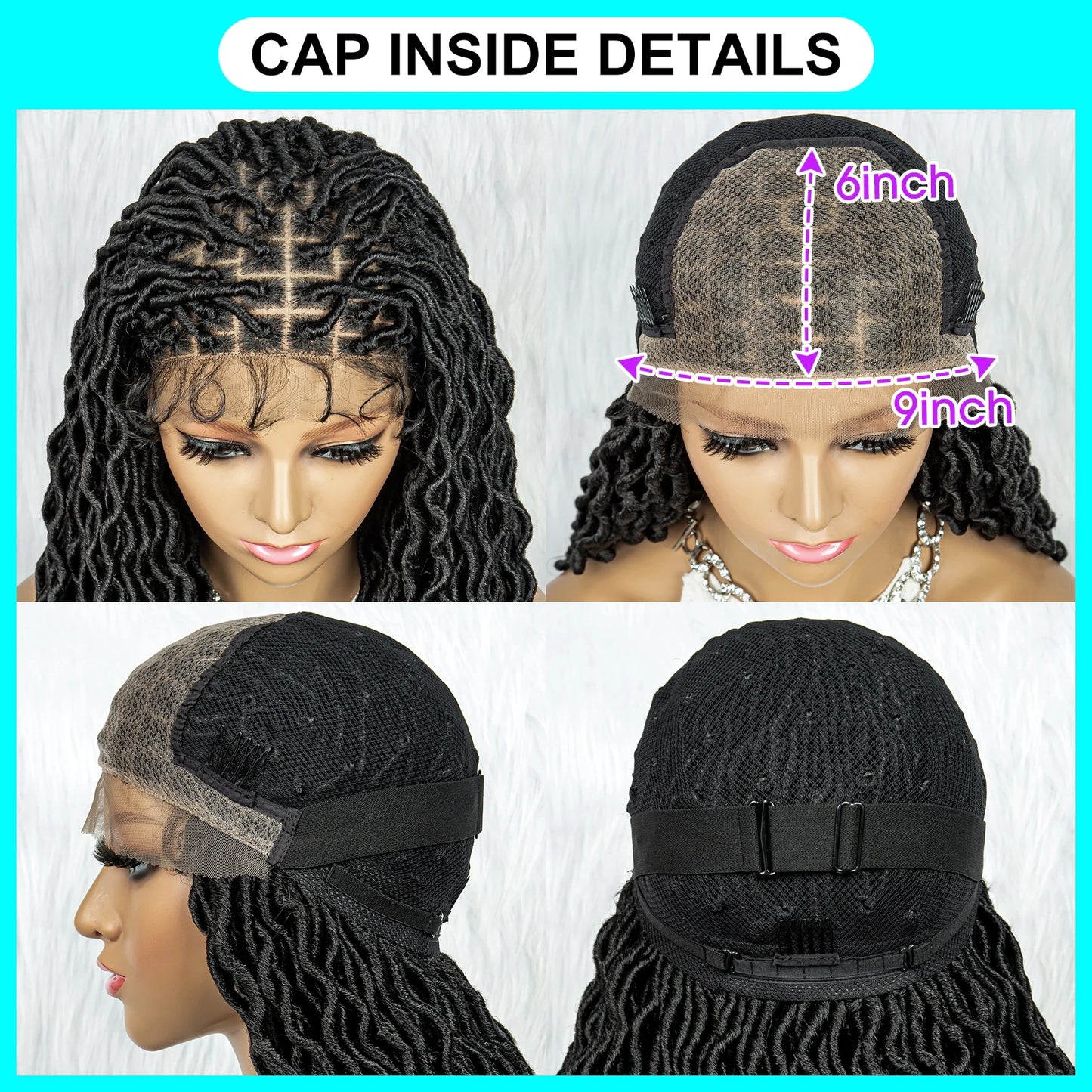 Cornrow Box Braids & Dreadlock Wig | 9x6 Lace Front | Curly Ends | Knotless Braids | Synthetic Hair