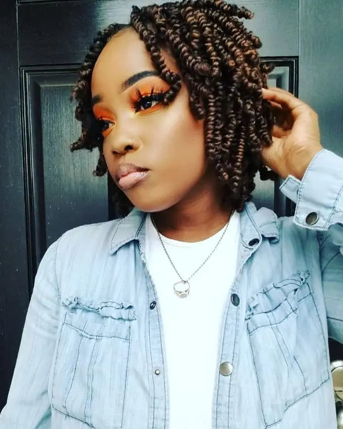 Bob Spring Twist Crochet Hair | Pre-Twisted Passion Twists | Pre-Looped Braids | 6-8 Inch | 20 Strands/Pack